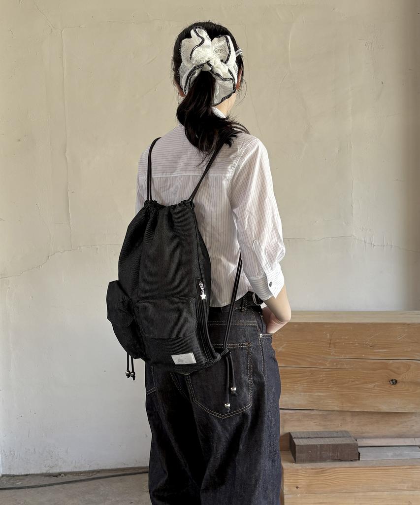 Poie Two Pocket String Bag(Stripe)