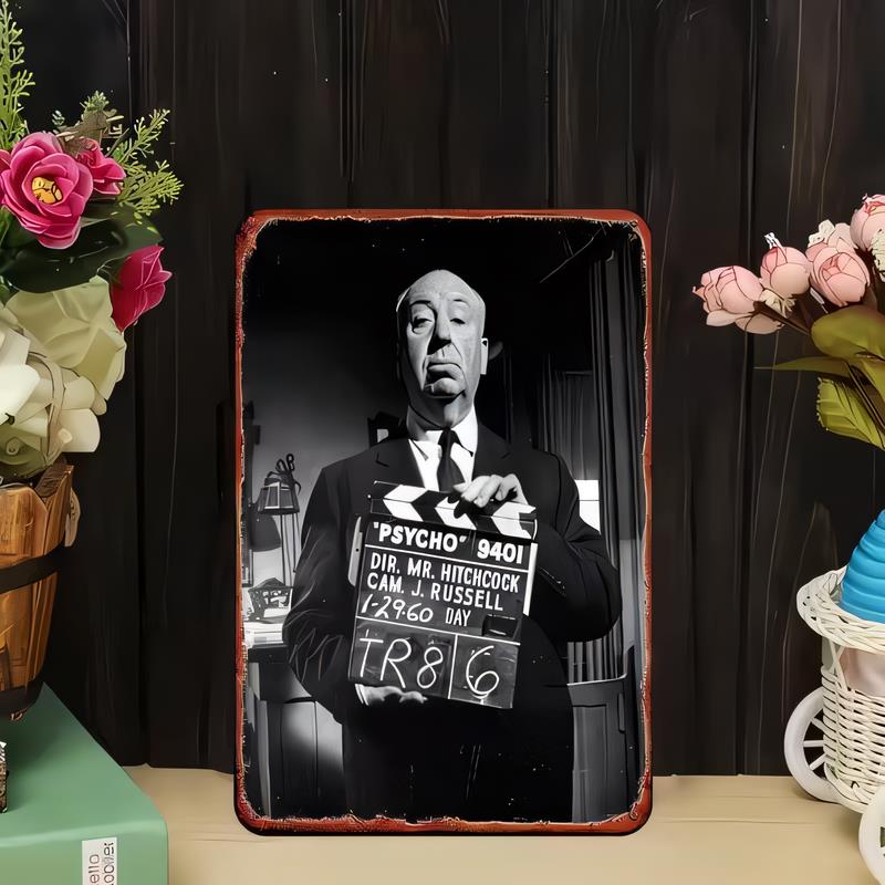 Tin Sign Psycho Movie Poster Style Metal Plaque Wall Art for Home Bar Garage Office Decor Vintage Horror Thriller Black Wh