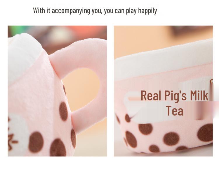 Cute Pig Milk Tea Plush Doll - Cozy, Healing Cloth Toy for Kids' Birthdays