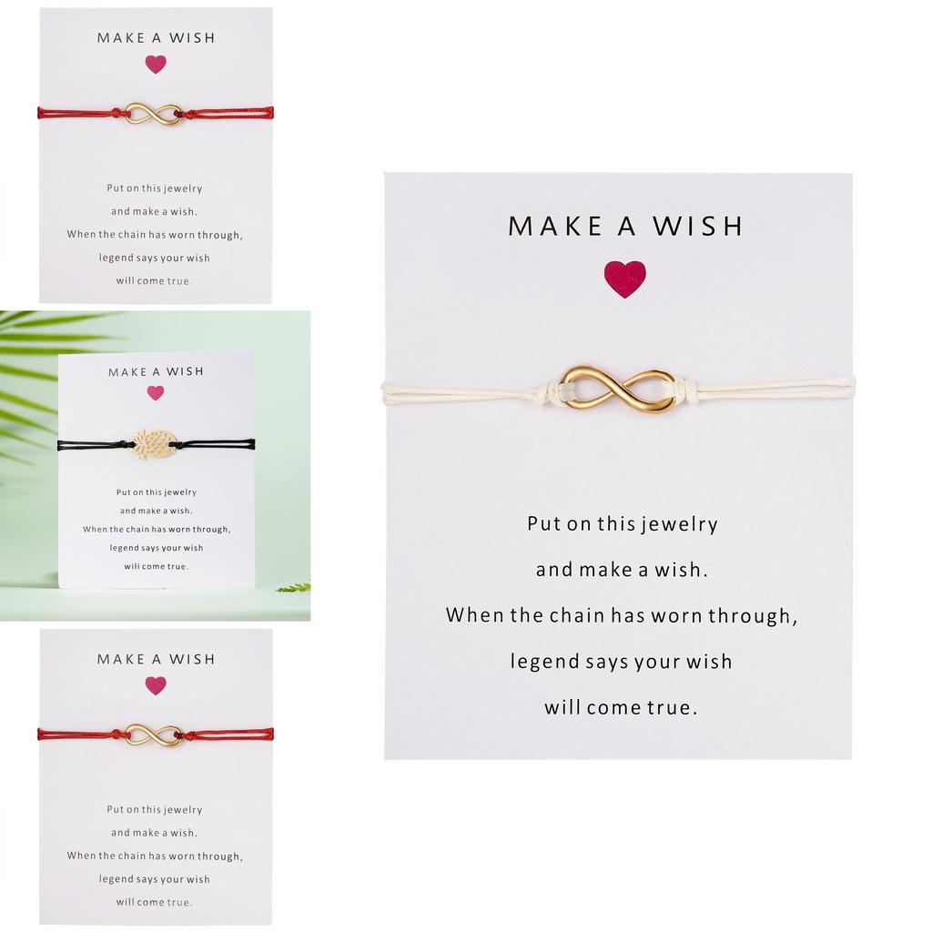 Lucky Hand String Bracelets With Heart Paper Card For Travel Gift