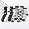Women's Cartoon Cow Mid-Calf Socks - Black & White, Cute, Trendy, Japanese & Korean Style for Spring/Autumn.