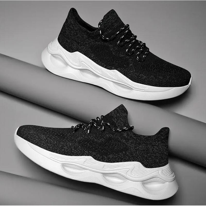 

Socks Shoes Men s Breathable Plus Size 45 Fly Woven Sports Mesh Running Casual One Foot Pedaling Couple s Trendy 45 чёрный