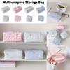 Bow Striped Grid Pattern Toiletry Pouch Korean Style Cloth Portable Beauty Case  Vacation Travel