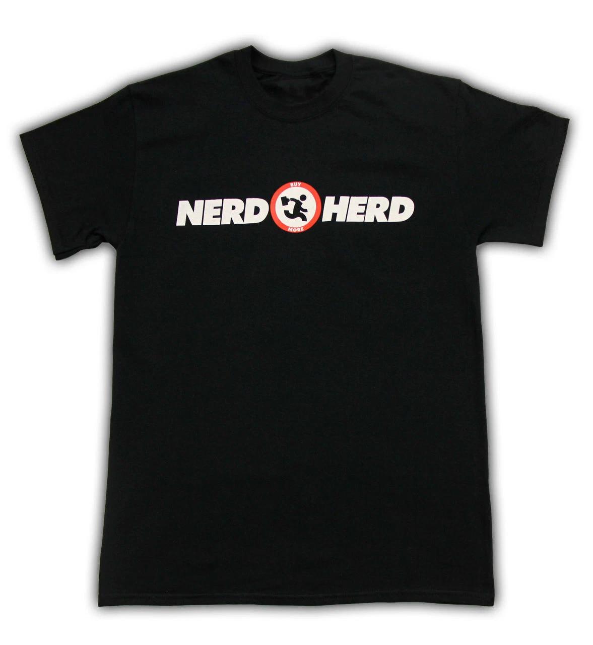 Взрослый Мужской Экшн-Комедийный Сериал Чак Купи Больше Логотип Nerd Herd для Косплея Черная Футболка 4XL