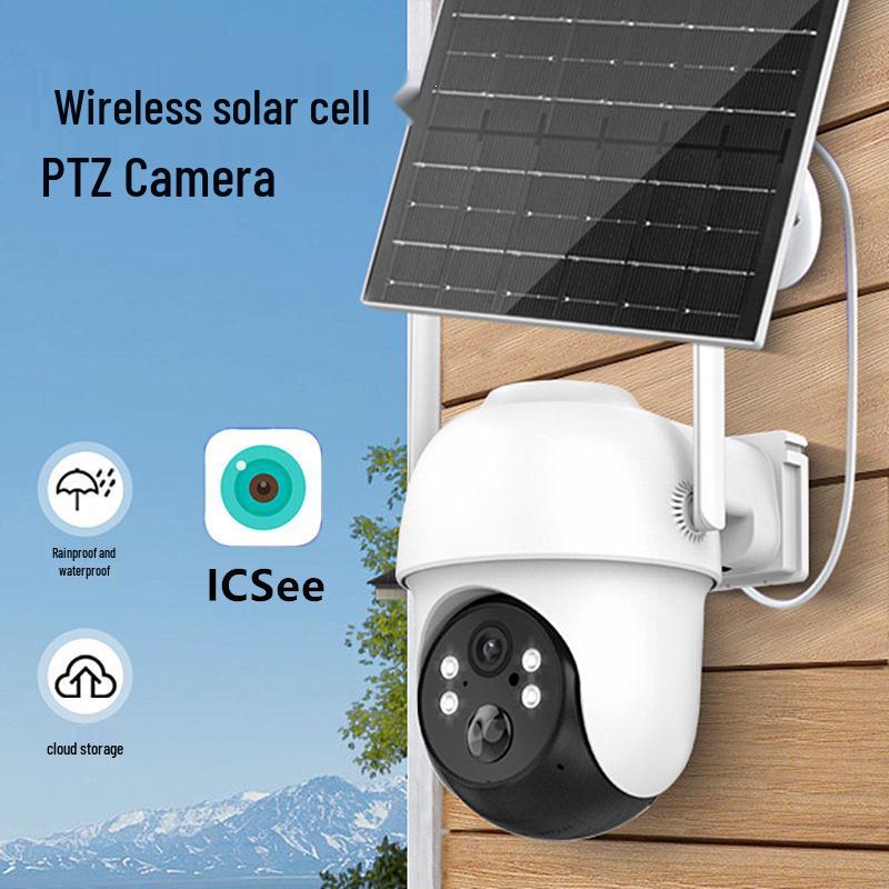 HD Solar PTZ Outdoor Monitoring Camera, WiFi & 4G US/EU Versions, ICSee Compatible.