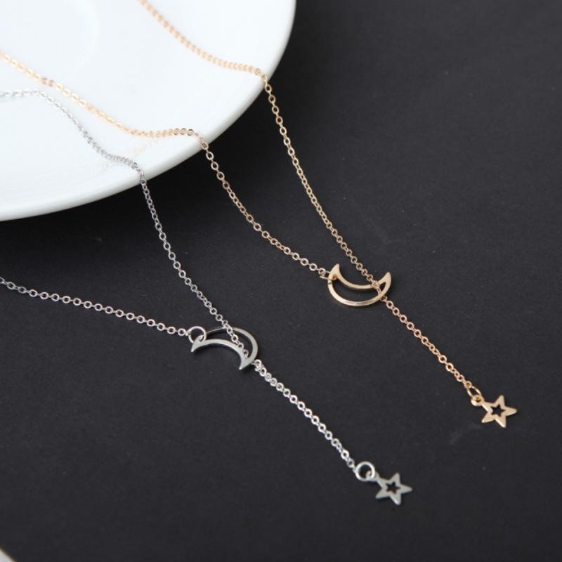 European & American Fashion Moon Star Pendant Clavicle Necklace