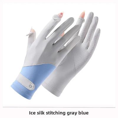 Summer Ice Silk Gloves Breathable UV Protection  Fingerless Driving Cycling Outdoor Sports Gloves with Flip Cover