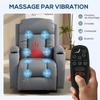 Reclining Massage and Heating Chair, Adjustable Backrest, Swivel, 82 x 99 x 103 cm, Light Gray