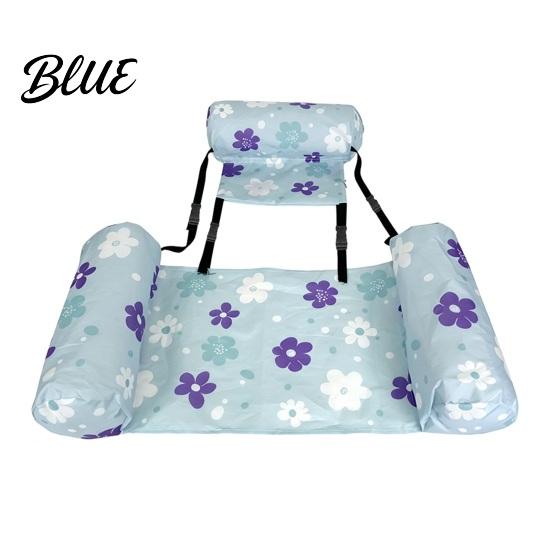 Waterproof Pool Lounger Foldable Inflatable Float 3 Tubes Floral Print Water Hammock