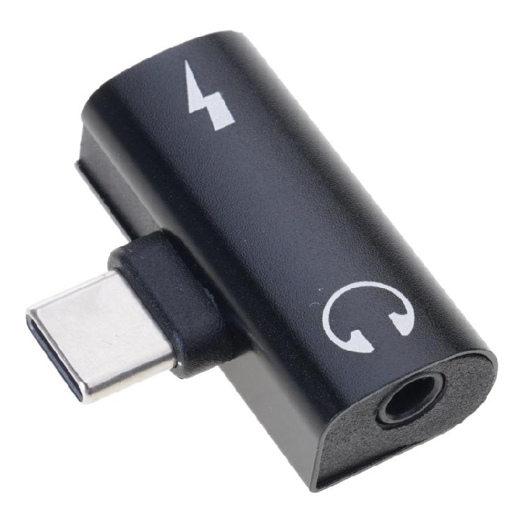 

Double Port Type C Adapter 60W Fast Charging 3.5mm Headphone Port Universal Compatibility For Mobile Devices Phone чорний