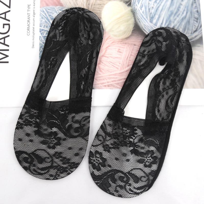 3 Paar Damen Mädchen Sommer Dünn Atmungsaktiv Silikon Rutschfest Damen Socken Spitze Blume Kurze Socke Antirutsch Unsichtbar Knöchelsocken