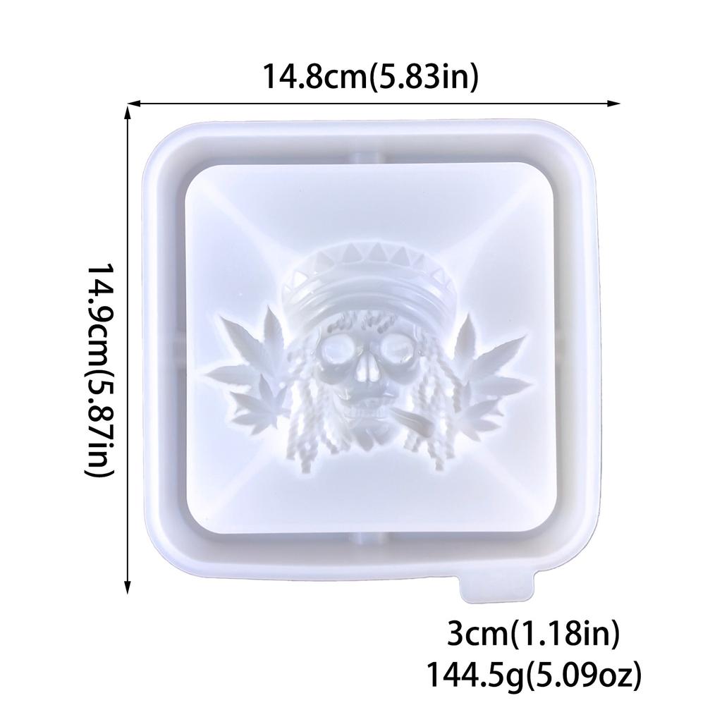 Skull Leaf Ashtray Mold Easy To Clean Silicone Casting Mold Handmade Office Accessory Mould for DIY Enthusiasts