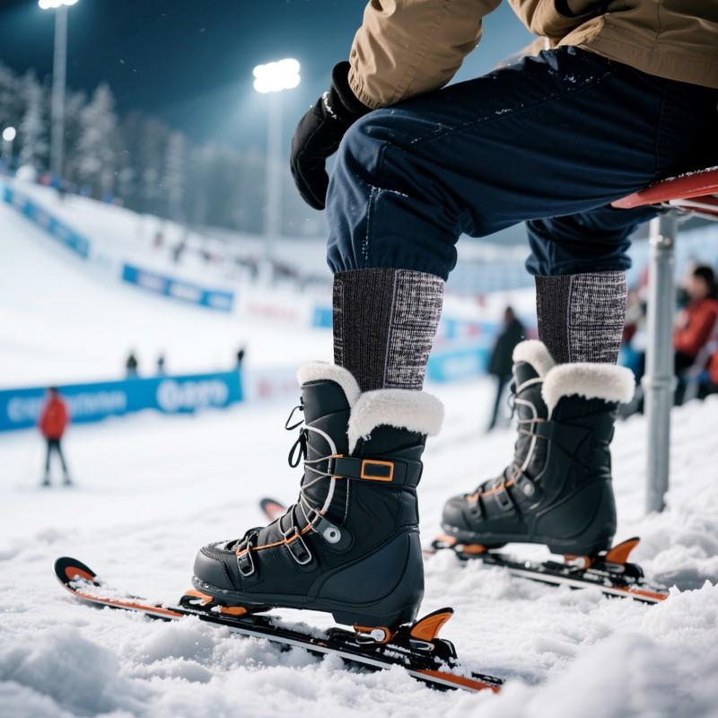 Merino Wool Ski Socks High Calf Thick Warm Winter Sports Men Women Anti-Slip Antibacterial