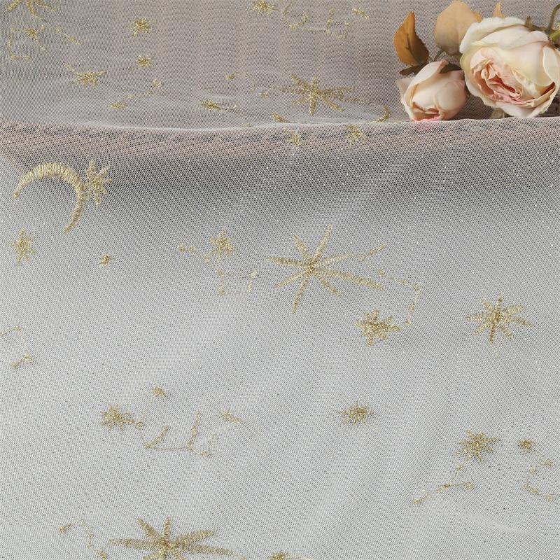 Stern Mond Mesh Stickerei Stoff Unterteil Hemd Spitze Stoff Damen Kleid Oberteil Spitze Stoff Accessoires