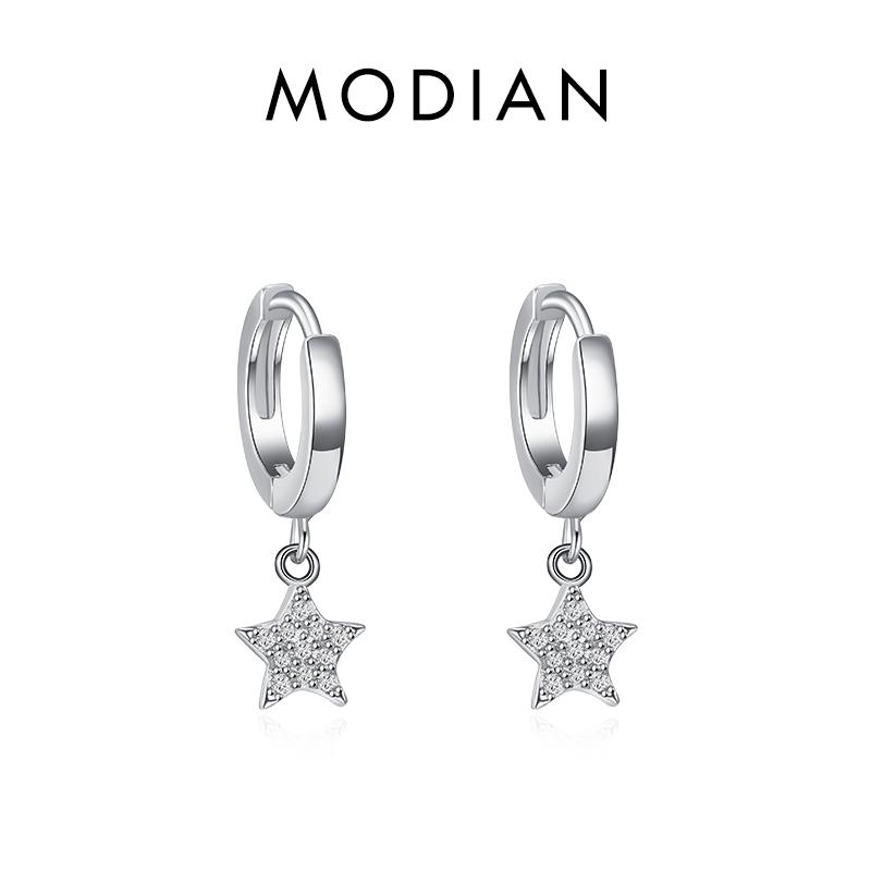 Modian Luxury 925 Sterling Silver Hearts Stars & Moon Dangle Earrings Fashion Silver Jewerly For Women Wedding Earring Gift