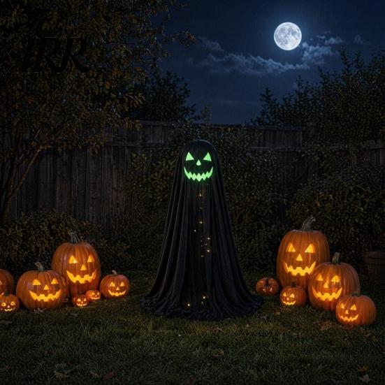 Ghost Wall Hanging Halloween Decoration for Outdoor, Large Light Up Standing Ghost, Festive Decorations Adjustable Spooky Black Decor Porch, Yard Lawn