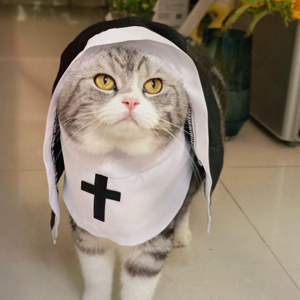 Nun Style Pet Costume Breathing Material Fun Photo Prop For Small And Medium Pets