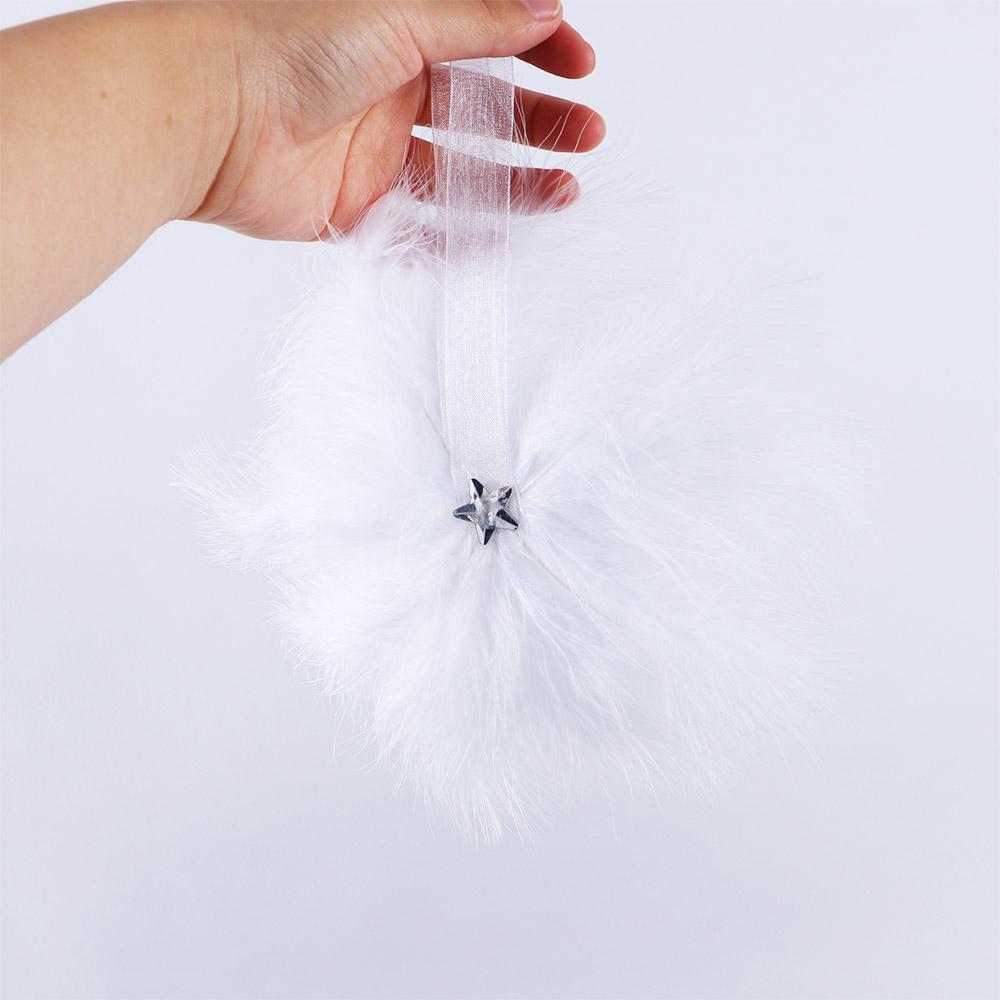 Party White Home Christmas Decoration Feather Wing Hanging Feather Star Bauble Christmas Pendant