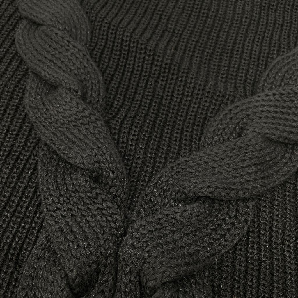 Adore 531-2170424 Beige X Black Linen Cable Knit Top Tops 38 Beige / blackUsed