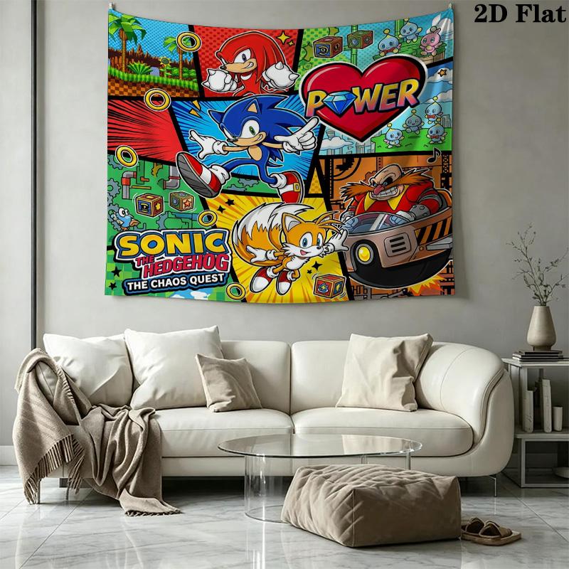 Sonic Hedgehog Wall Tapestry Aesthetic Wall Hanging Printed Fabric Blanket Decorative Tapestries For Bedroom Living Room Home Decor