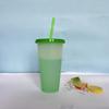 10PCS 710ml Plastic Straw Cup Cold-Sensitive Single Layer Mug Reusable Tumbler with Straw Changes Color When Cooled