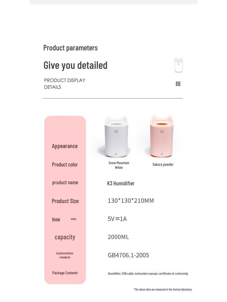 2L Silent Night Light Aromatherapy Humidifier for Home & Office