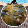 Landscape Art Oil Painting Round Beach Blanket Water Absorbent And Quick Drying Polyester Beach Towel Pool Towel Picnic Blanket
