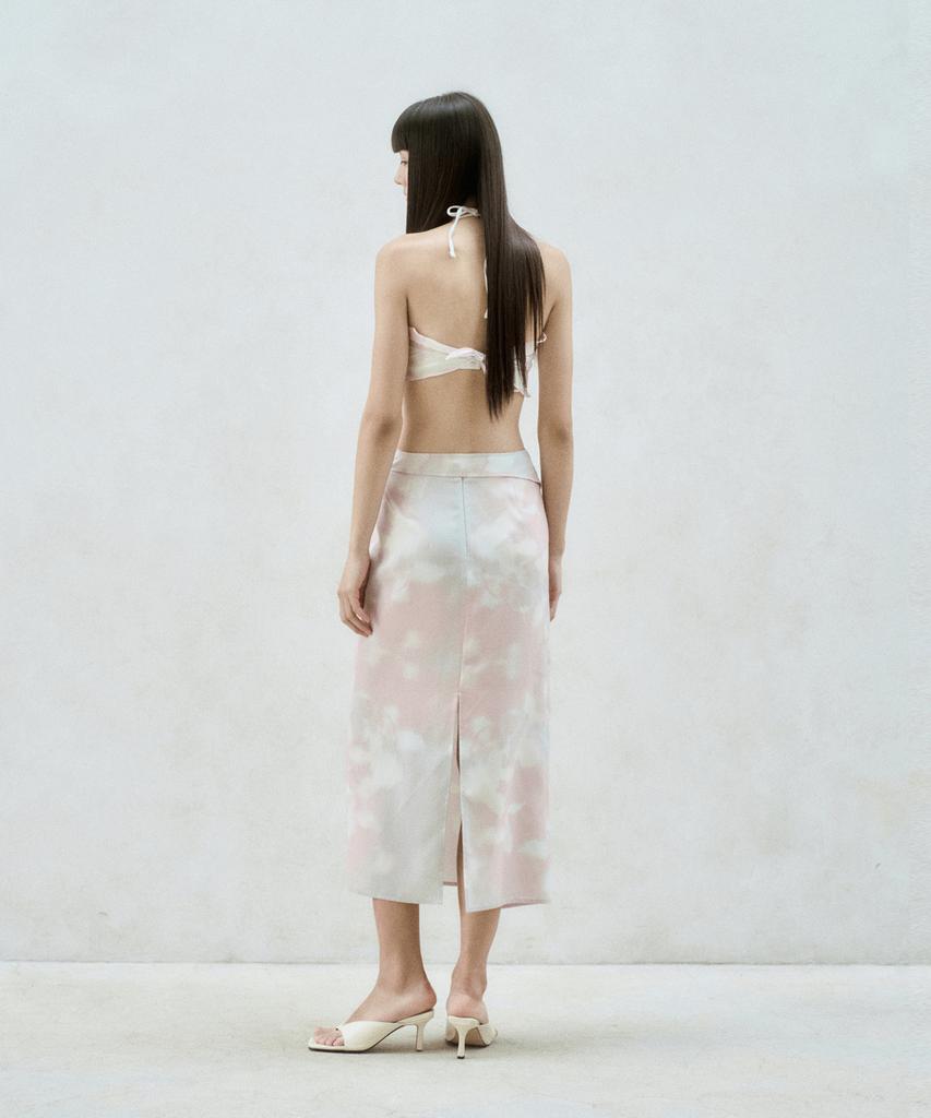 RE RHEE Printed Wrap Midi Skirt