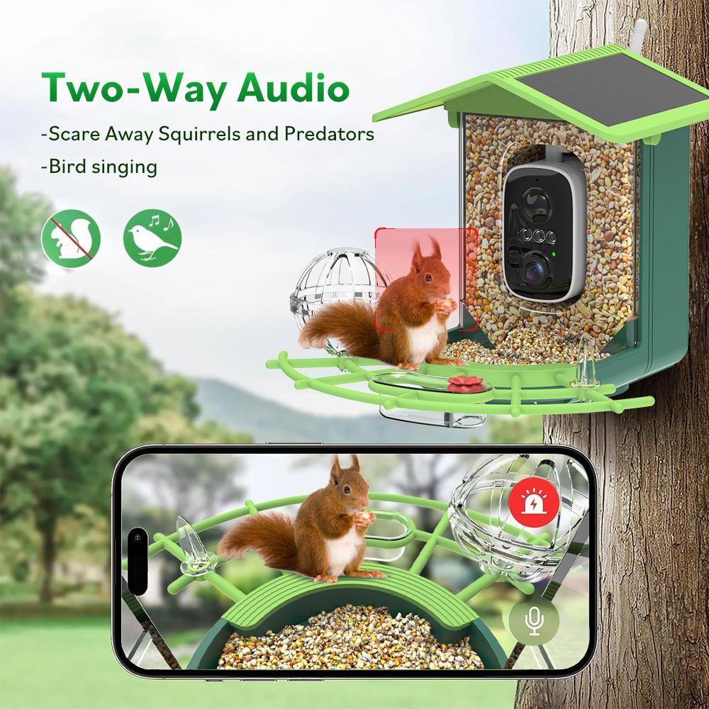Bird Feeder Camera 4MP 2K HD Bird Video Capture WiFi Solar Powered Camera Battery with Solar Panel, Instant Alerts, Birdwatching