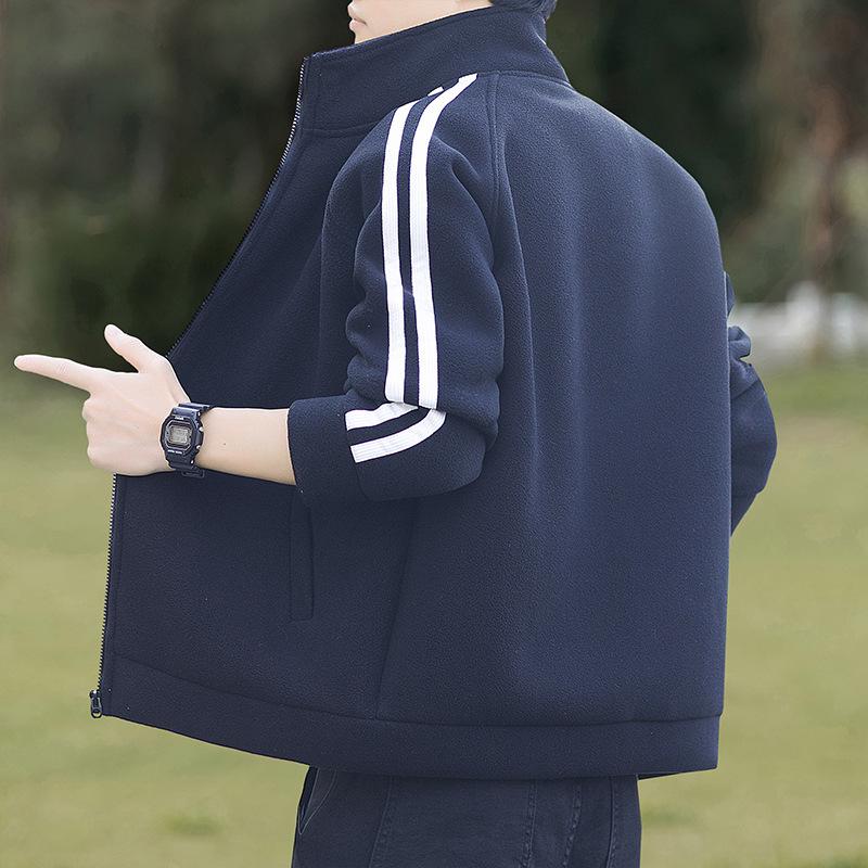 

FANSET Men s Trendy Fleece Jacket: Autumn/Winter Casual Outdoor, Thickened Lined, Stand Collar Sports Design. XL (140-160 jin)
