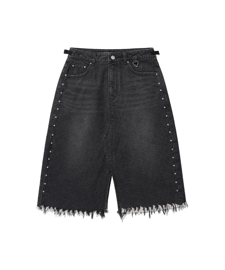 East Coast Washed Stud Denim Skirt_Black(Ik2Effd190A)