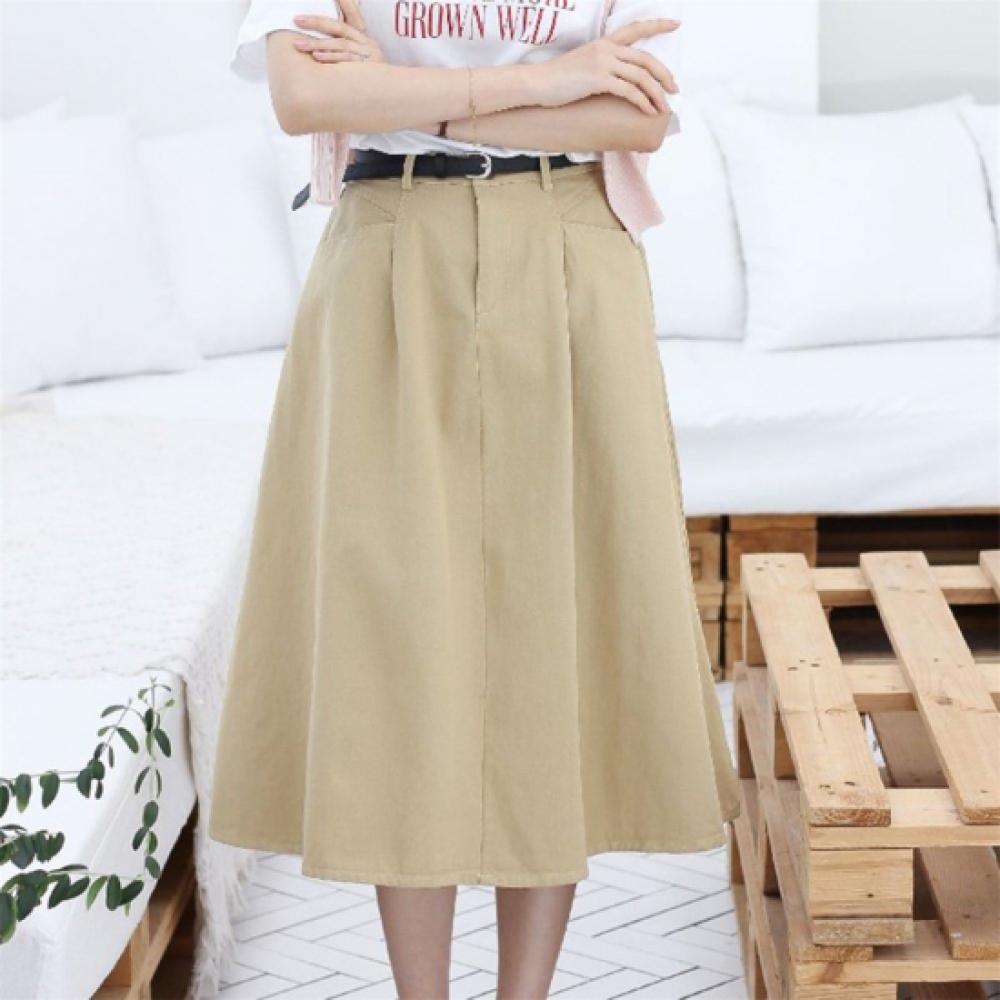 New ArrivAls Open Run Women Niriden Long Skirt Spring Belt Cotton Skirt A Line