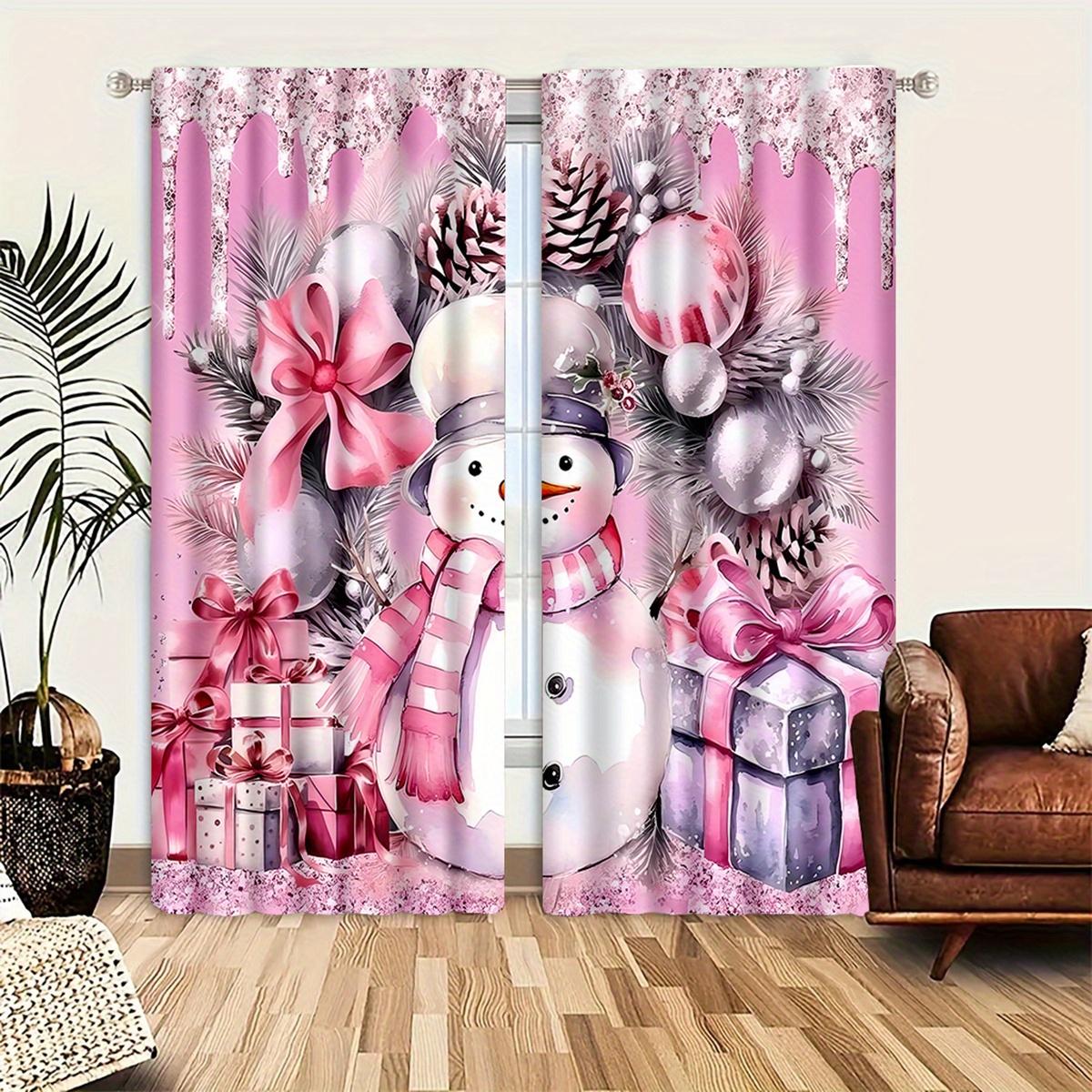 

2 шт. Синие рождественские снежные шторы, карманные шторы с изображением Санта-Клауса и автомобиля, светофильтрующие шторы для кухни, гостиной W50 X H130(CM)X2&Grommet Top