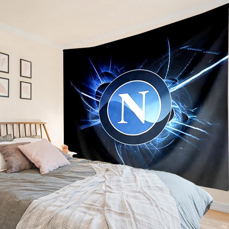 Electric Blue Napoli Logo Tapestry, Unique Design Tapestry, Wall Decor for Bedroom,Livingroom, Playroom,Heartwarming Fan Holiday Gifts