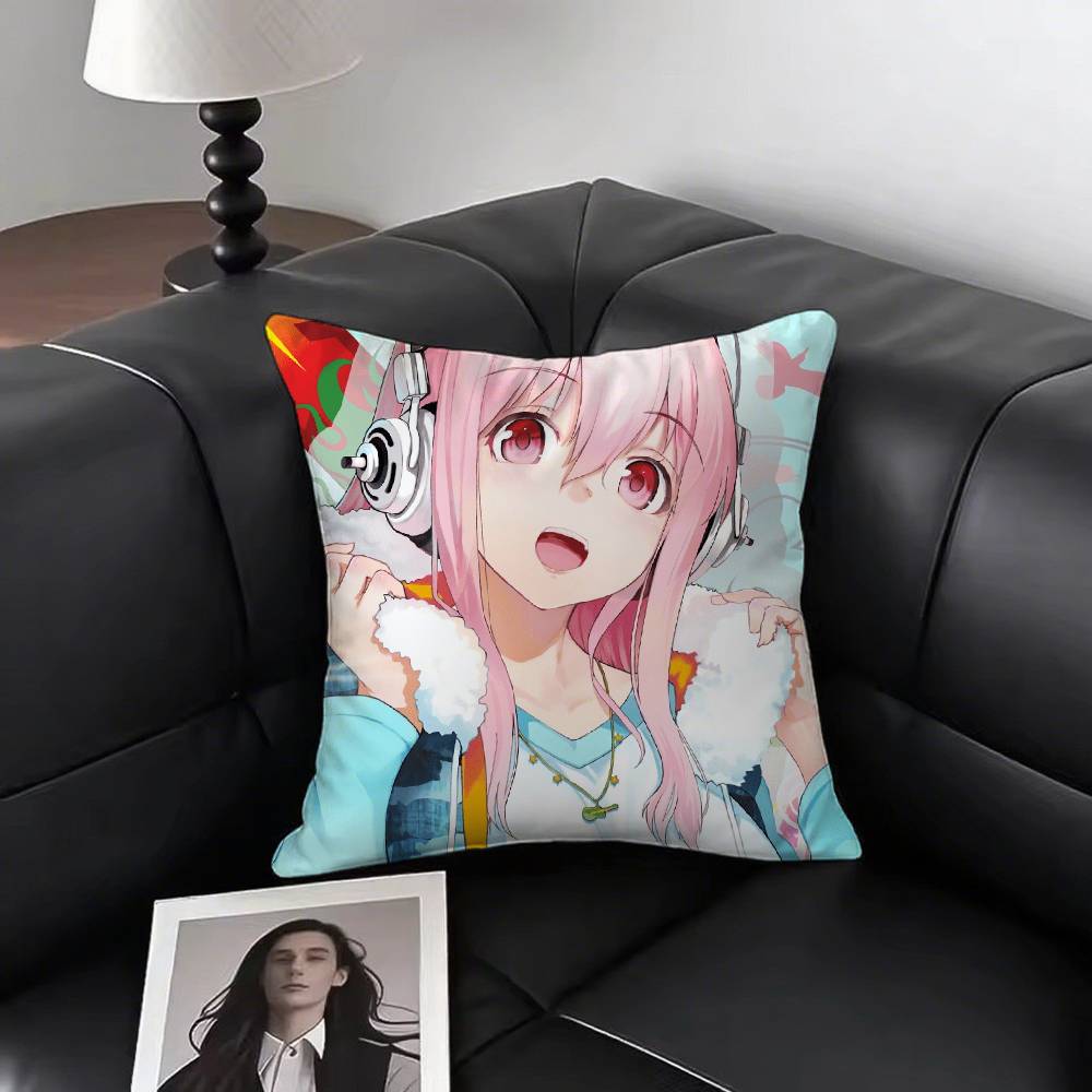 S-Super S-Sonico Pillow Case Square Pillow Bedroom Sofa Leisure Comfort Cushion Car Living Room Home Decoration