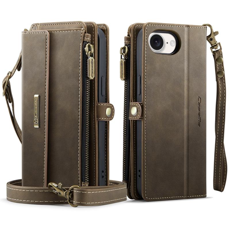 For iPhone 16E/12 Mini/13 Mini/11 Pro/12 Promax Multi-function Wallet Flip case Pouch Cover with Lanyard