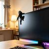 Minimalist Office Workspace Decor Dark Hooded Villain Monitor Figurine, Cool Faceless Hanging Ornament, Creative Climber Statue PLA Desktop