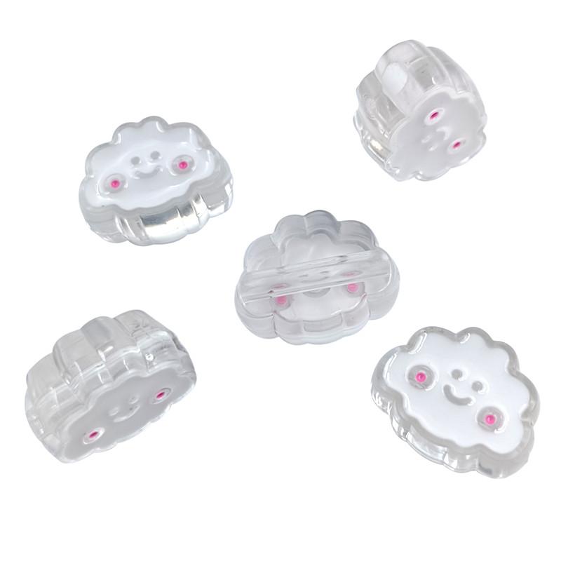 

Home Party Supplies 5PCS for Jewelry Making Cute Necklace Bracelet Smiling Face Enamel Cloud Craft Making Candy Color Loose Beads DIY Charms белый
