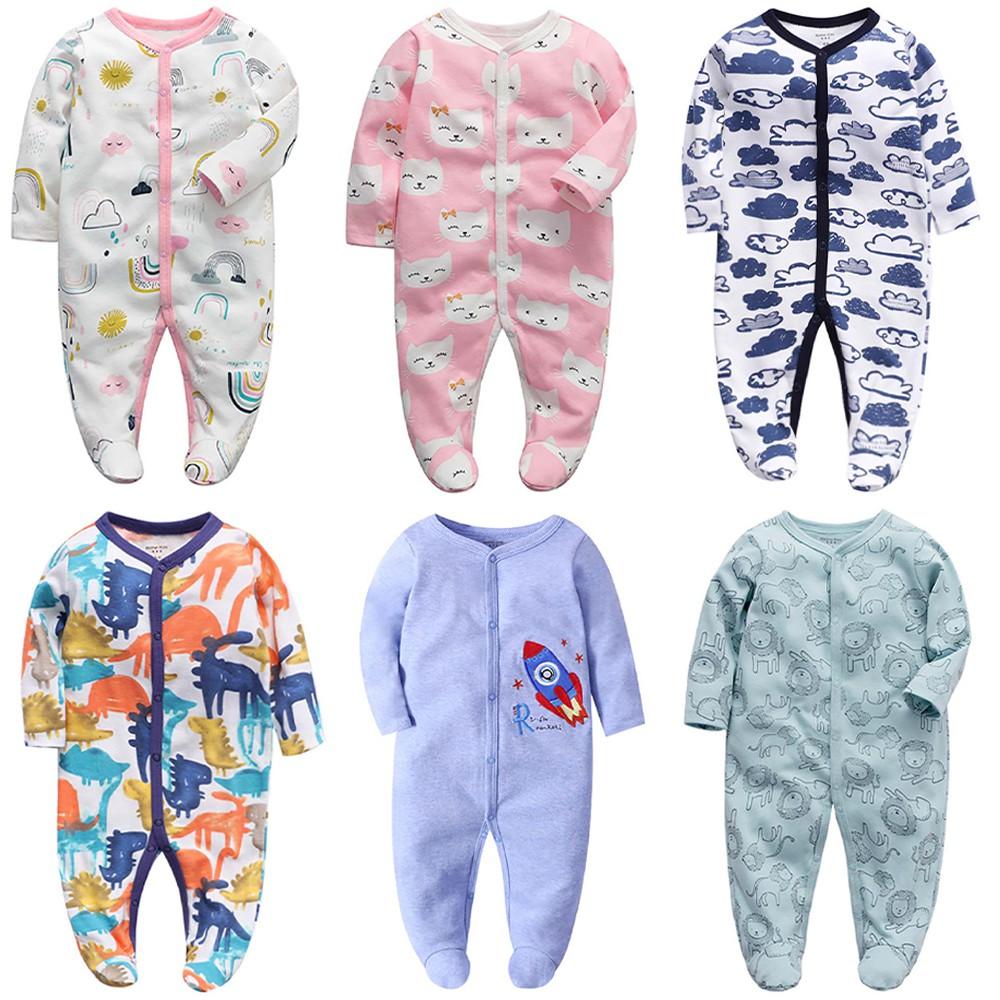Jungen Mädchen Cartoon Gestreiften Druck Hause Strampler Pyjamas Neugeborenen Baby Kleidung