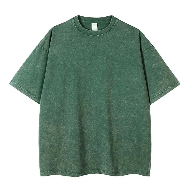 Hell Vinatge Washed Blank Tshirts Men Women Loose Cotton Short Sleeve Hip-hop Street T-shirts Top Tee Star