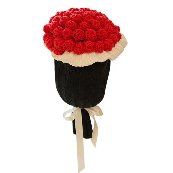 

Rose Bouquet Throw Pillow Decorative Knitted Flower Pillow Couch Bed Throw Cushion S чёрный/красный