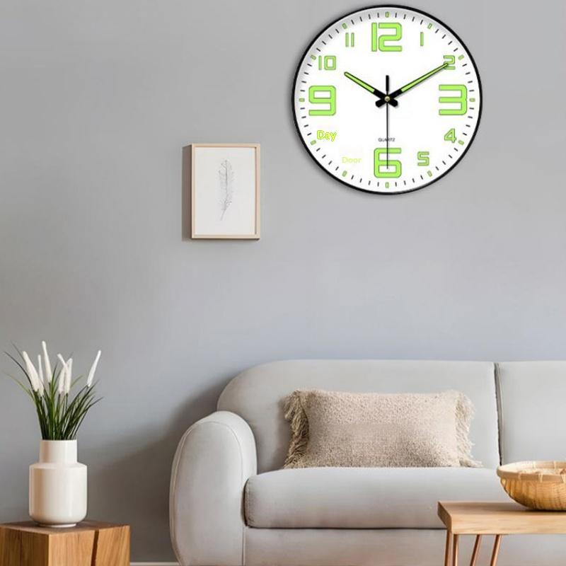 1 Pcs Luminous Wall Clock Light In Dark Night Digital Quartz Movement Bedrooms Living Room Study Loudspeaker Mute Clock For Home