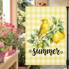 Garden Ag Summer Farm Lemons Birds,Welcome House Ags for Outdoor Yard Porch, Yellow White Check Double Sided Holiday Ban