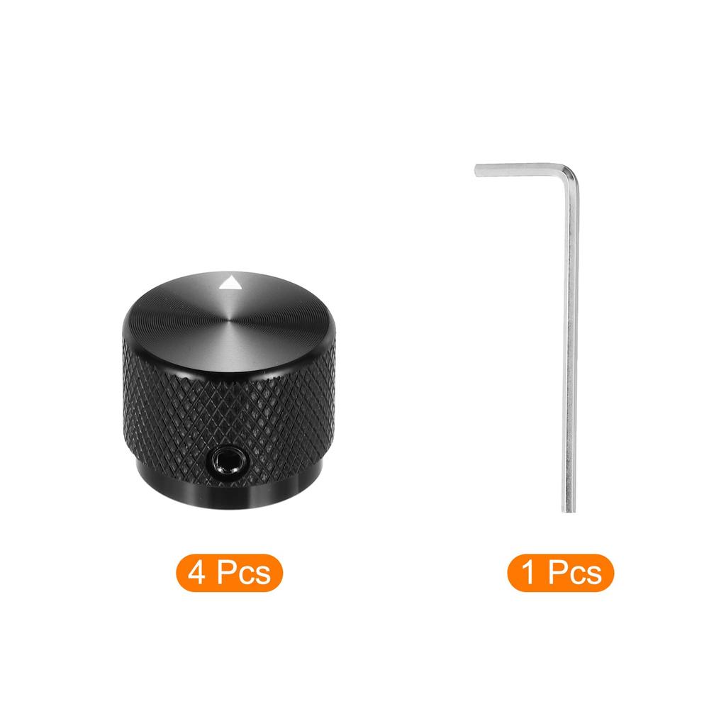 Uxcell Aluminum Potentiometer Universal Volume Tone Control Knob with Arrow Indicator for Black 4-Piece Knob, 1/4" (6mm) Guitar, 3/5" (20x15.5mm)