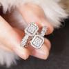Shiny Zirconia Opening Ring Lady Luxury Silver Color Finger Jewelry Wedding Party Fashion Gorgeous Adjustable Accessories