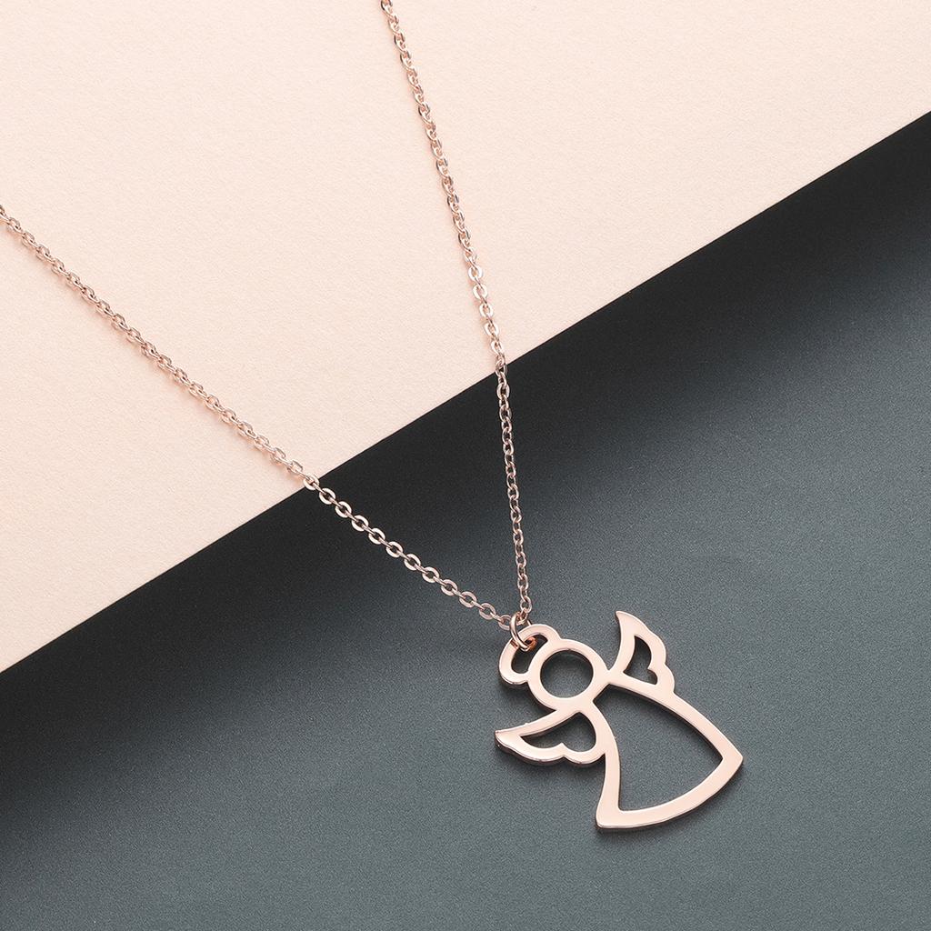 Kinitial Fashion Angel Wings Necklaces for Women Girl Guardian Angel Pendant Statement Choker Necklace White Angel Gift Jewelry