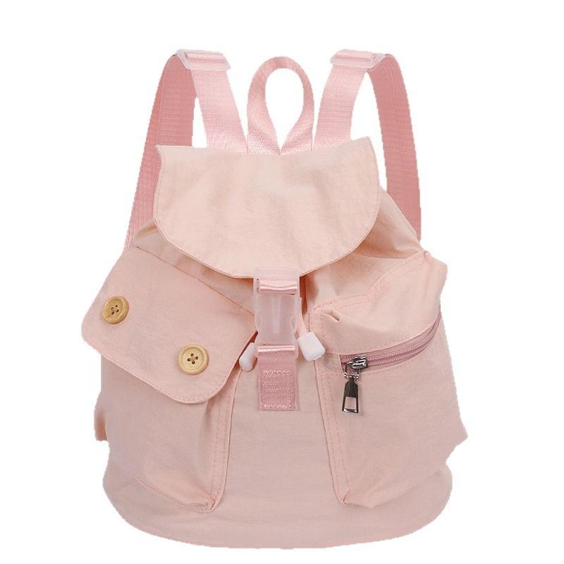 College Style Nylon Student Backpack With Drawstring Closure For Daily Use