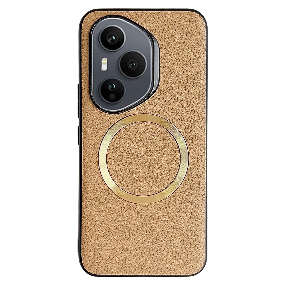 Für Honor 400 Pro 5G (Global) Hülle Kompatibel mit MagSafe PU Leder+TPU Handy-Rückseite