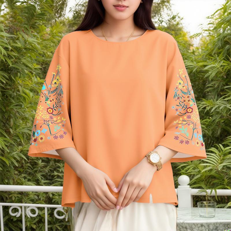 ZANZEA Bluză lejeră pentru femei cu mâneci 3/4 și imprimeu floral casual