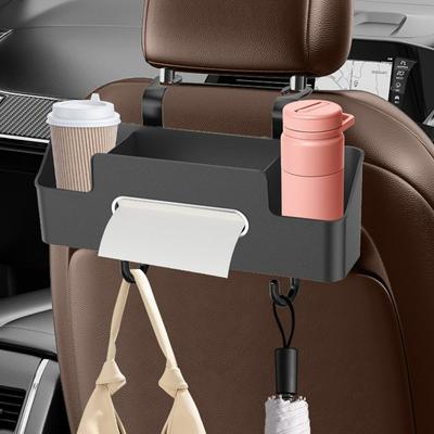 Car Organizer Box Car Headrest Storage Box Car Seat Back Storage Box Faux Leather Organizer With Tissue Holder Cup Phone Mount
